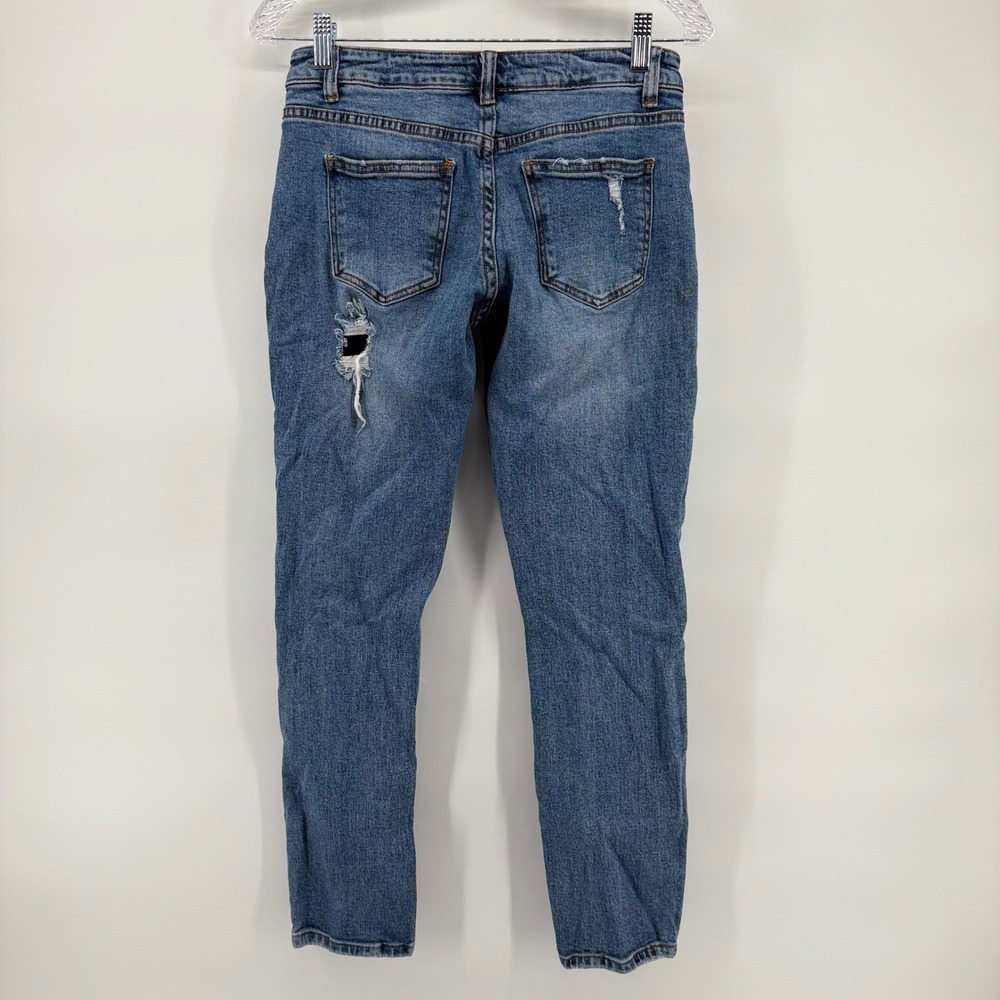 L&M Black Label Mid Rise Boyfriend Jeans Distressed Ripped Blue Wash‎ Size 1 - Picture 4 of 7